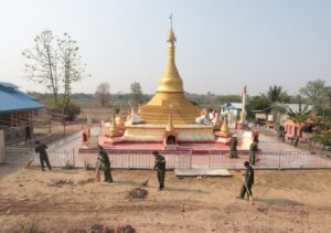 Soldiers are helping to clear the damaged Buddhist sites but Muslims are even strictly prohibited from clearing the Masjids