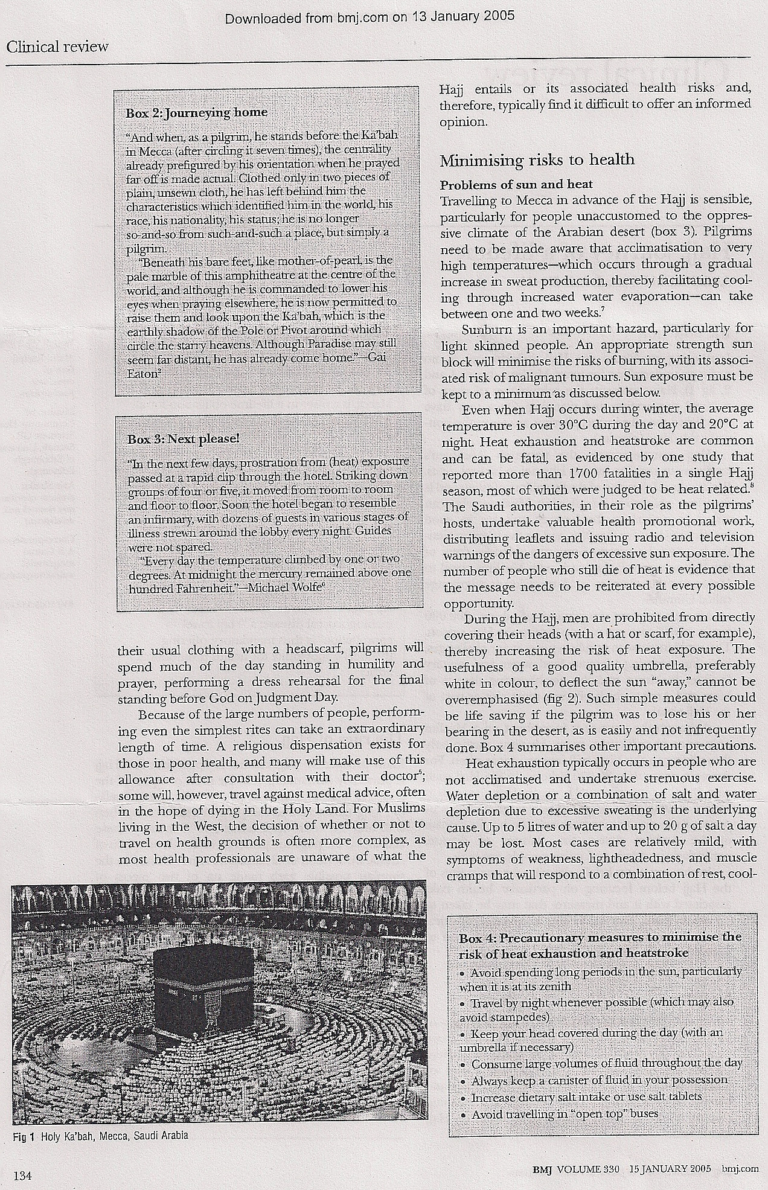 British Medical Journal: Hajj ဟာဂျ်လမ်းညွှန် (မြန်မာစာဖြင့်) ဆရာဒေးဗစ် စွတ်ဗဟန်